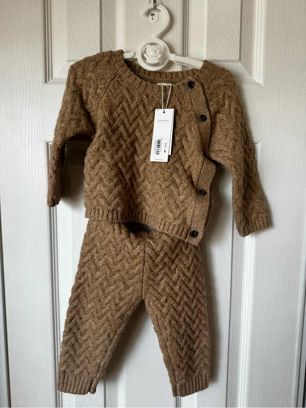 Janie and Jack Tan Cable-Knit Baby Sweater